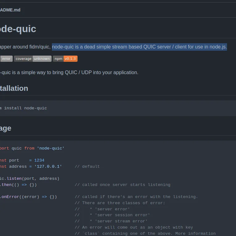 Node Quic